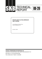 Interim report on the settlement test in Stripa