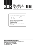 Concentrations of particulate matter and humic substances in deep groundwaters and estimated effects on the adsorption and transport of radionuclides